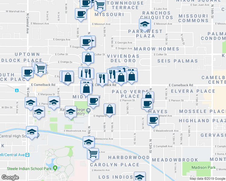 map of restaurants, bars, coffee shops, grocery stores, and more near 0 Phoenix-Wickenburg Highway in Phoenix