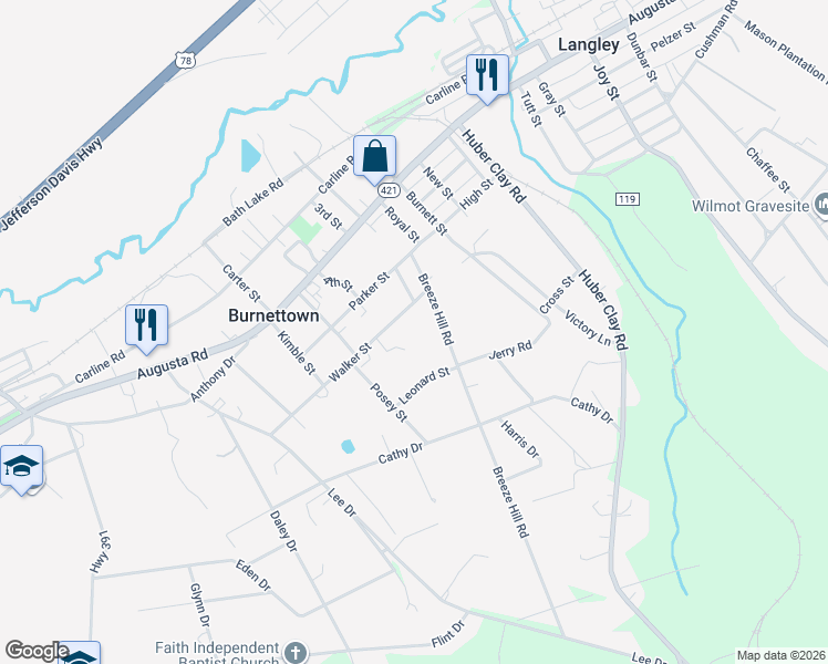 map of restaurants, bars, coffee shops, grocery stores, and more near 241 Walker Street in Warrenville