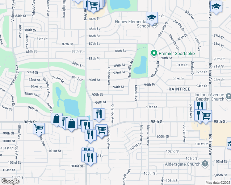 map of restaurants, bars, coffee shops, grocery stores, and more near 4012 95th Street in Lubbock
