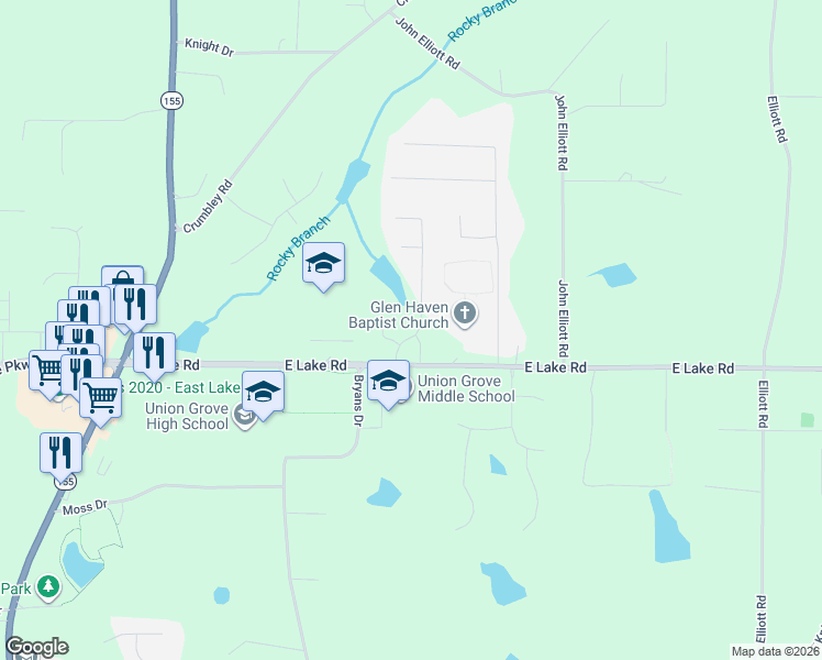 map of restaurants, bars, coffee shops, grocery stores, and more near 293 East Lake Road in McDonough
