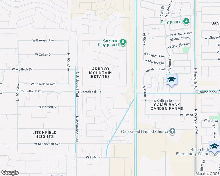 map of restaurants, bars, coffee shops, grocery stores, and more near 19251 West Pasadena Avenue in Litchfield Park