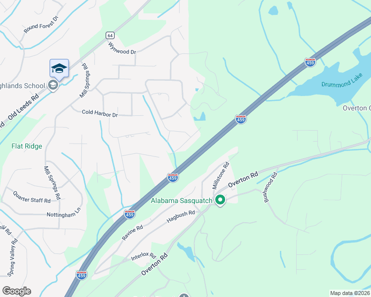 map of restaurants, bars, coffee shops, grocery stores, and more near 3627 Cherry Brook Run in Birmingham