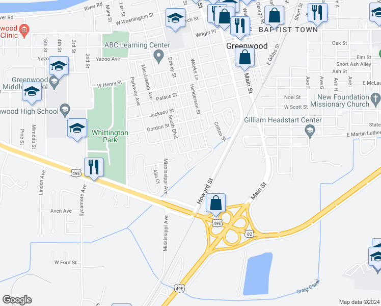 map of restaurants, bars, coffee shops, grocery stores, and more near 5 Mcneace Street in Greenwood