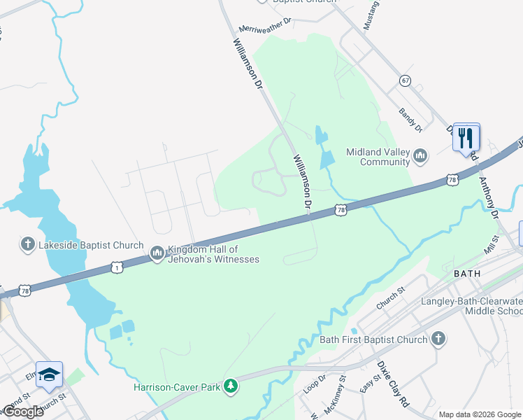 map of restaurants, bars, coffee shops, grocery stores, and more near 3846 Jefferson Davis Highway in Graniteville
