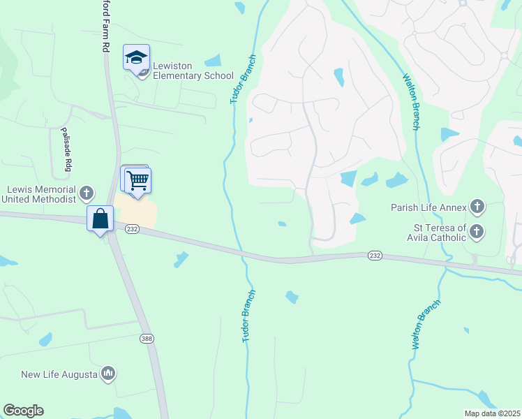 map of restaurants, bars, coffee shops, grocery stores, and more near 315 Burgamy Way in Grovetown