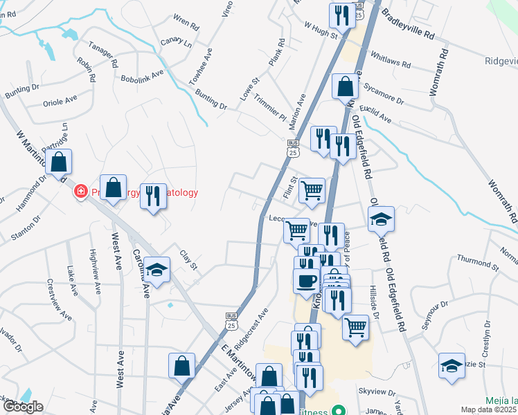 map of restaurants, bars, coffee shops, grocery stores, and more near 1450 Georgia Avenue in North Augusta