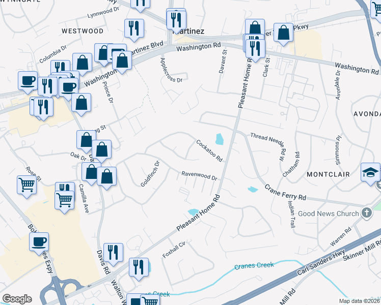 map of restaurants, bars, coffee shops, grocery stores, and more near 308 Skylark Road in Augusta