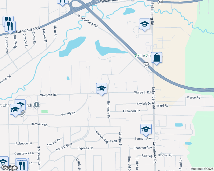 map of restaurants, bars, coffee shops, grocery stores, and more near 72 Annandale Drive in Columbus