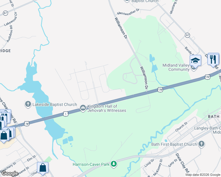 map of restaurants, bars, coffee shops, grocery stores, and more near 3846 Jefferson Davis Highway in Graniteville