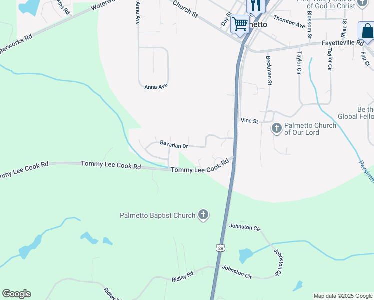 map of restaurants, bars, coffee shops, grocery stores, and more near 508 Bavarian Drive in Palmetto