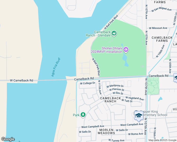 map of restaurants, bars, coffee shops, grocery stores, and more near 11284 West Camelback Road in Phoenix