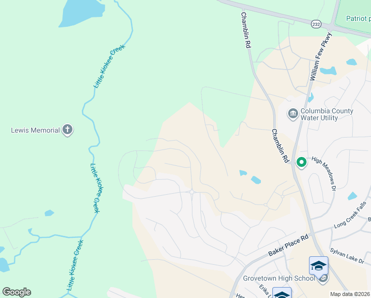 map of restaurants, bars, coffee shops, grocery stores, and more near 158 Misty Woods Drive in Grovetown
