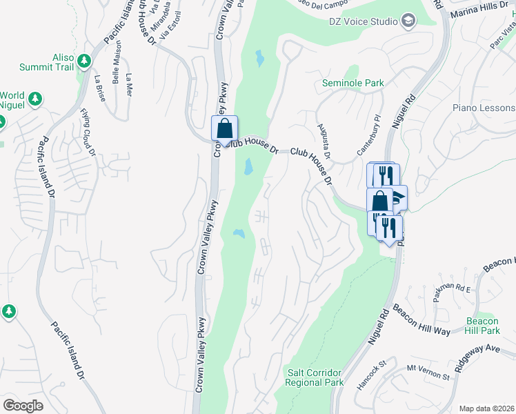 map of restaurants, bars, coffee shops, grocery stores, and more near 31301 East Nine Drive in Laguna Niguel