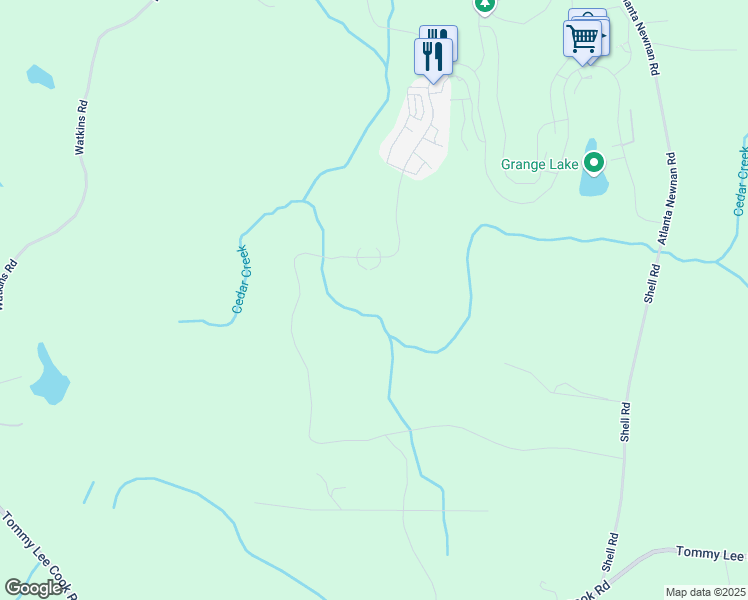 map of restaurants, bars, coffee shops, grocery stores, and more near 260 Dray Way in Chattahoochee Hills