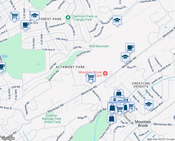 map of restaurants, bars, coffee shops, grocery stores, and more near 1436 Blenheim Place in Birmingham