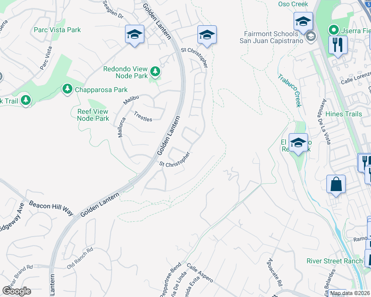map of restaurants, bars, coffee shops, grocery stores, and more near 34 Viewpoint Place in Laguna Niguel