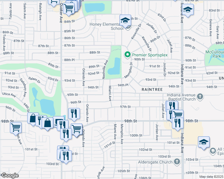 map of restaurants, bars, coffee shops, grocery stores, and more near 9403 Miami Avenue in Lubbock