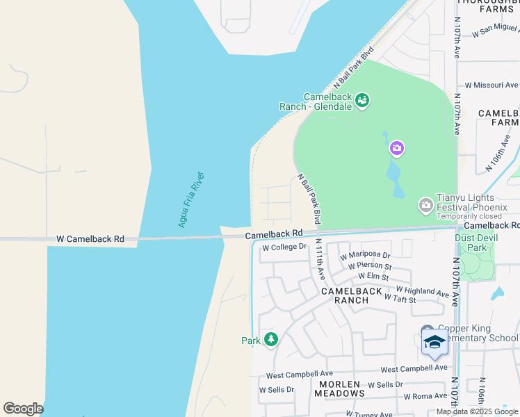 map of restaurants, bars, coffee shops, grocery stores, and more near 11284 West Camelback Road in Phoenix