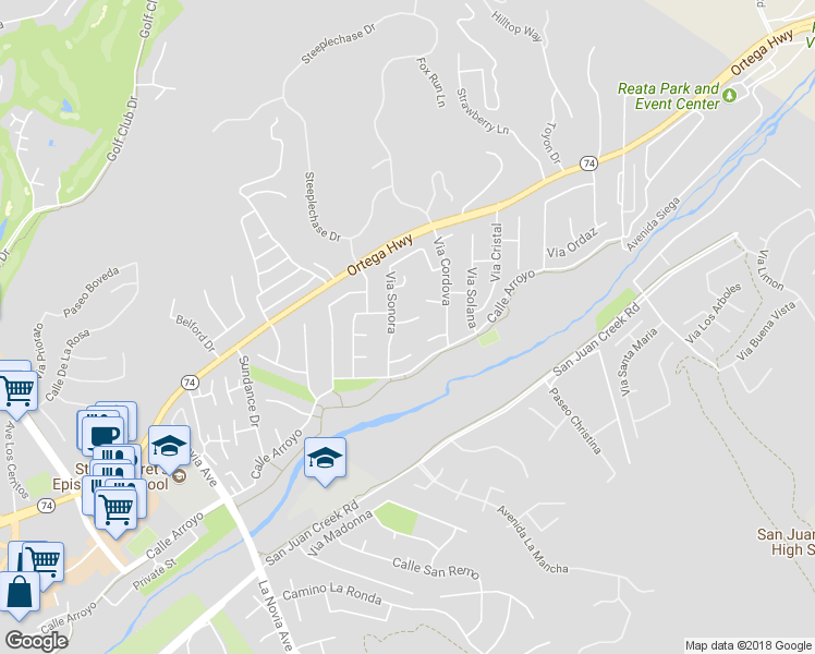 map of restaurants, bars, coffee shops, grocery stores, and more near 28006 Paseo Reposo in San Juan Capistrano