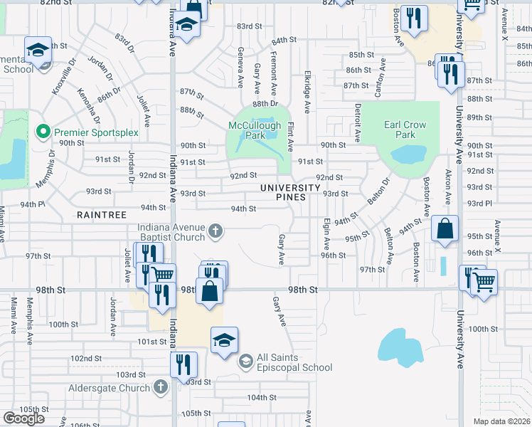 map of restaurants, bars, coffee shops, grocery stores, and more near 9410 Gary Avenue in Lubbock