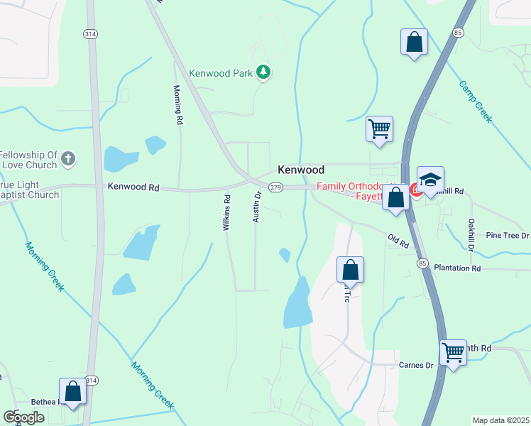 map of restaurants, bars, coffee shops, grocery stores, and more near 108 Austin Drive in Fayetteville