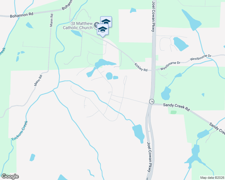 map of restaurants, bars, coffee shops, grocery stores, and more near 305 Stonewyck Drive in Tyrone