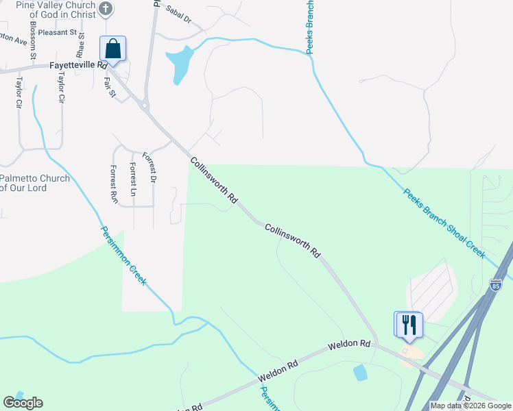 map of restaurants, bars, coffee shops, grocery stores, and more near 415-533 Collinsworth Road in Palmetto