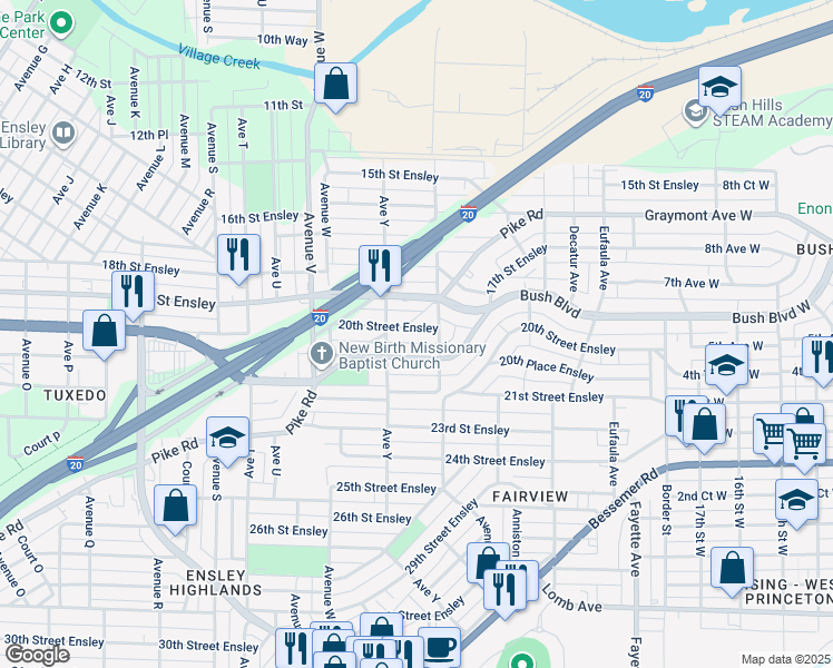 map of restaurants, bars, coffee shops, grocery stores, and more near in Birmingham