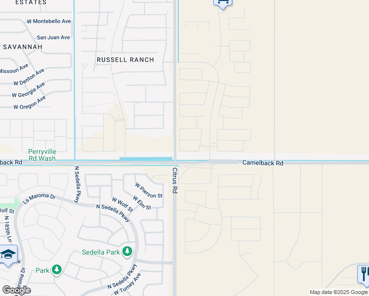 map of restaurants, bars, coffee shops, grocery stores, and more near 5091-5253 North Citrus Road in Litchfield Park