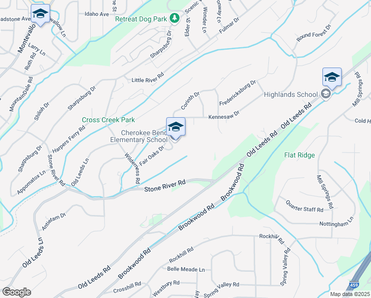 map of restaurants, bars, coffee shops, grocery stores, and more near 4349 Kennesaw Drive in Birmingham