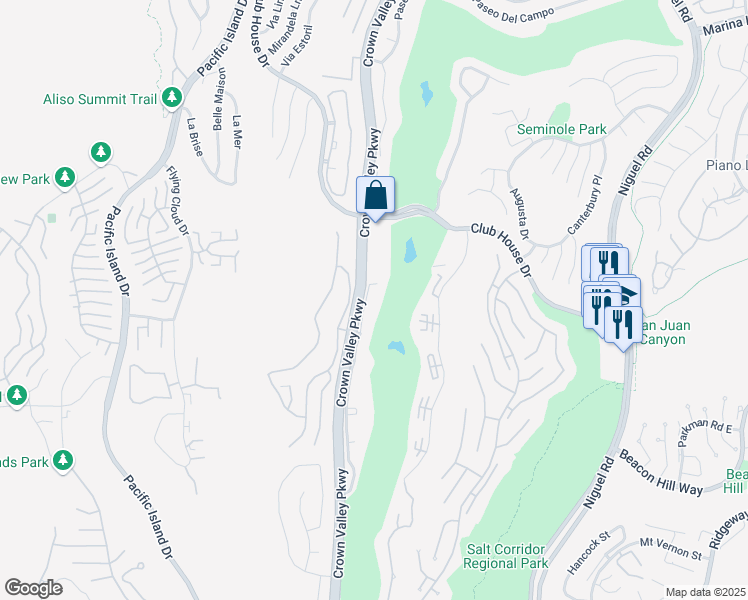 map of restaurants, bars, coffee shops, grocery stores, and more near 31218 West Nine Drive in Laguna Niguel