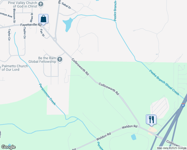 map of restaurants, bars, coffee shops, grocery stores, and more near 594 Collinsworth Road in Palmetto
