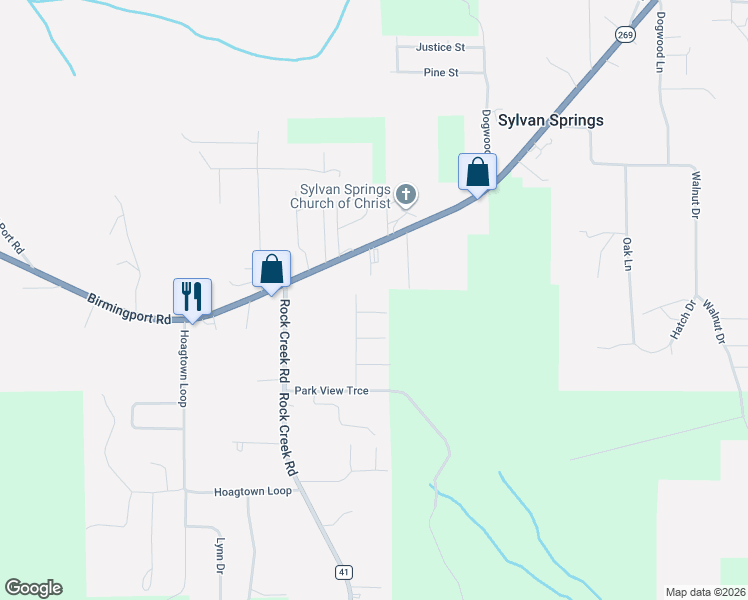 map of restaurants, bars, coffee shops, grocery stores, and more near 6027 Parkview Trail in Sylvan Springs