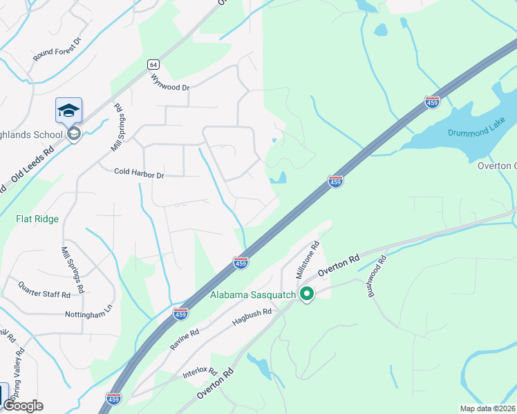 map of restaurants, bars, coffee shops, grocery stores, and more near 3545 Branch Mill Road in Birmingham