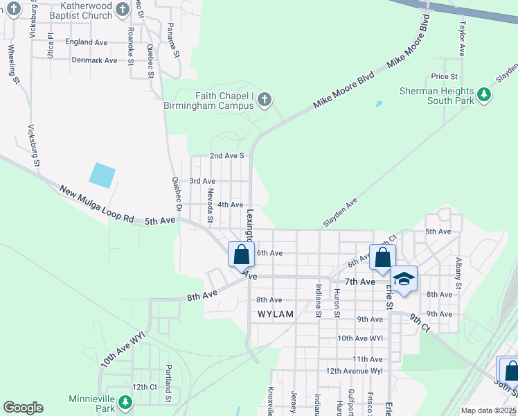map of restaurants, bars, coffee shops, grocery stores, and more near 316 Lexington Street in Birmingham