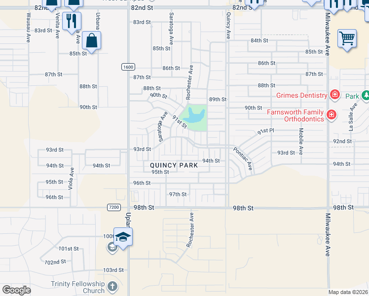map of restaurants, bars, coffee shops, grocery stores, and more near 9304 Rochester Avenue in Lubbock