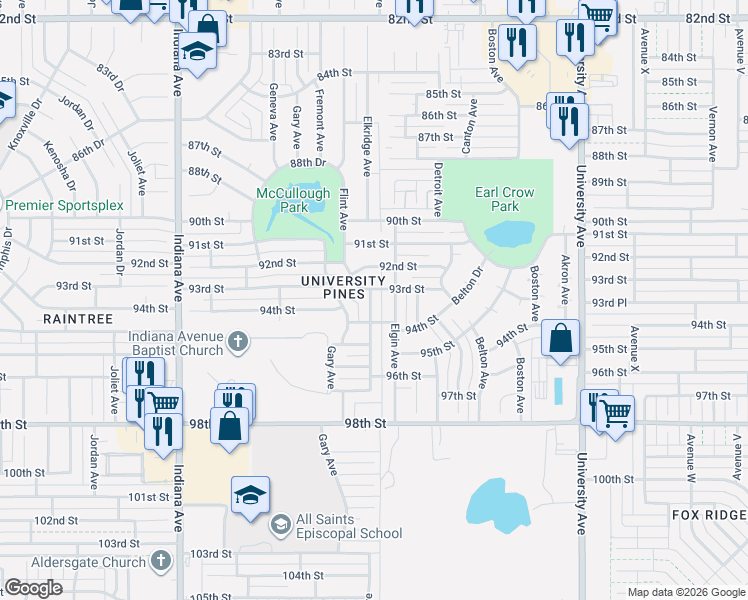 map of restaurants, bars, coffee shops, grocery stores, and more near 9212 Flint Avenue in Lubbock