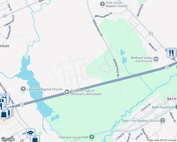 map of restaurants, bars, coffee shops, grocery stores, and more near 200 Crytzer Lane in Graniteville