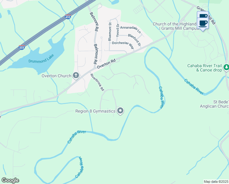 map of restaurants, bars, coffee shops, grocery stores, and more near 4146 Riverbrook Road in Irondale