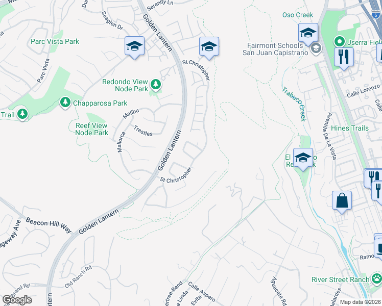 map of restaurants, bars, coffee shops, grocery stores, and more near 5 Vistamar Drive in Laguna Niguel