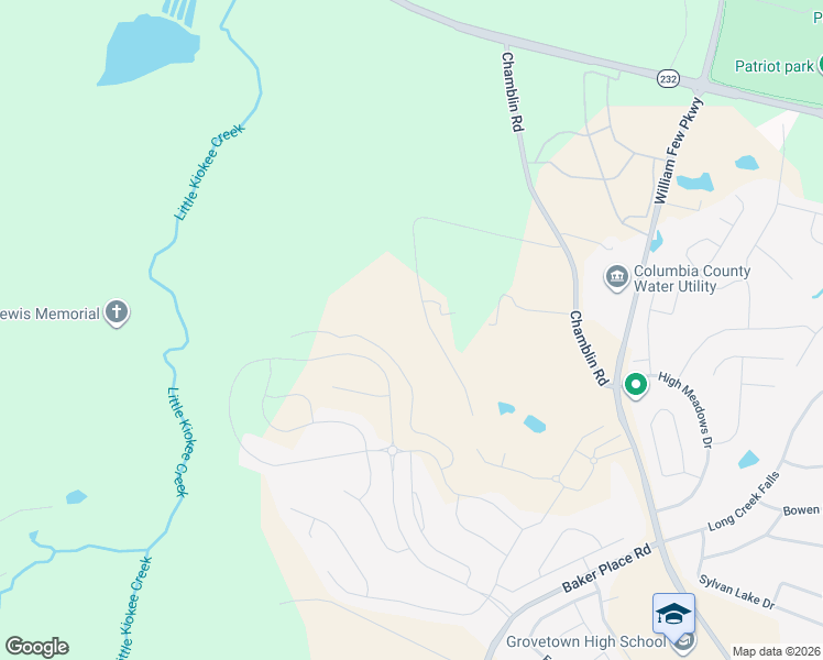 map of restaurants, bars, coffee shops, grocery stores, and more near 158 Misty Woods Drive in Grovetown