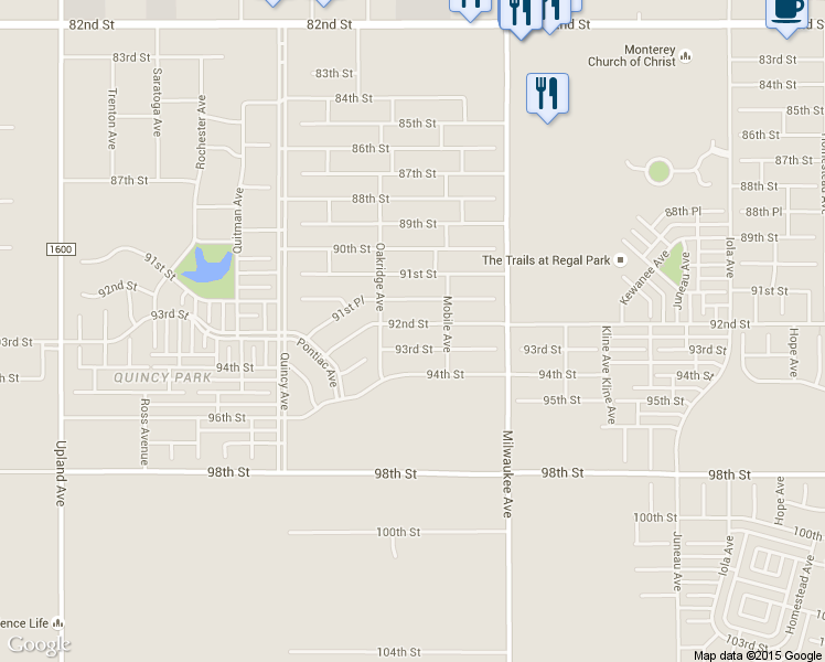 map of restaurants, bars, coffee shops, grocery stores, and more near 6545 92nd Street in Lubbock