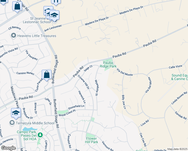 map of restaurants, bars, coffee shops, grocery stores, and more near 33167 Wakeen Circle in Temecula
