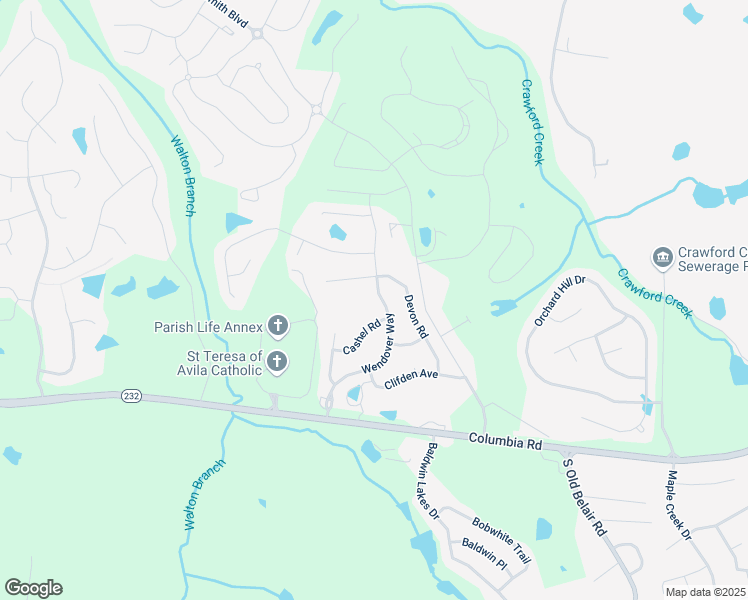 map of restaurants, bars, coffee shops, grocery stores, and more near 550 Wendover Way in Grovetown