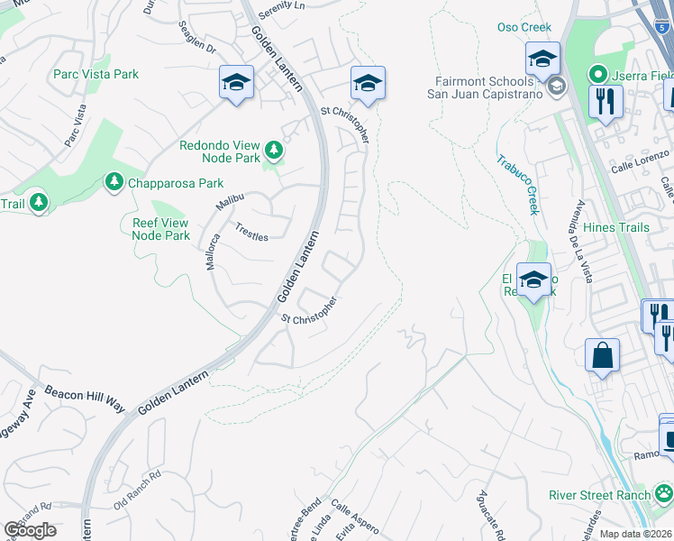 map of restaurants, bars, coffee shops, grocery stores, and more near 5 Vistamar Drive in Laguna Niguel