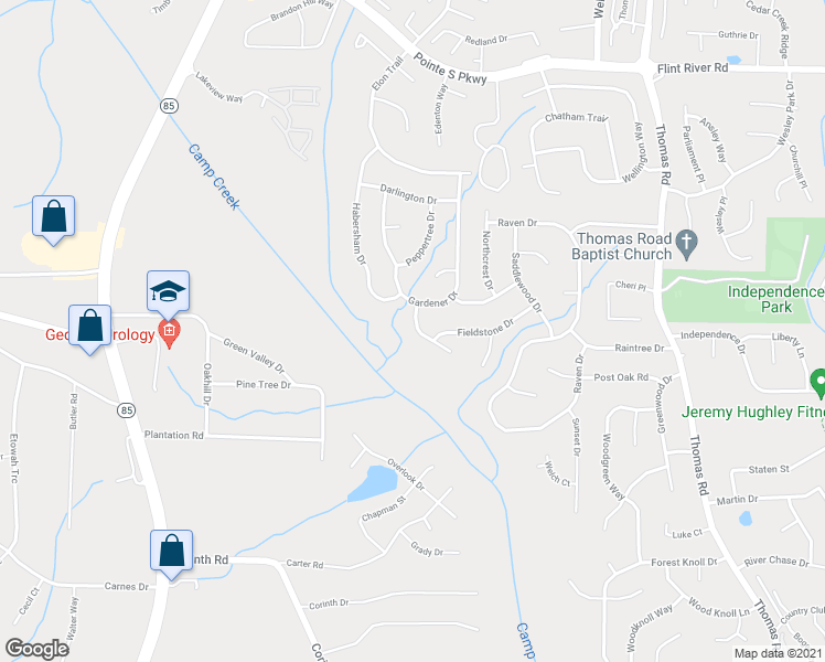 map of restaurants, bars, coffee shops, grocery stores, and more near 9021 Greystone Road in Jonesboro