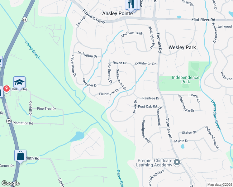 map of restaurants, bars, coffee shops, grocery stores, and more near 706 Fieldstone Drive in Jonesboro