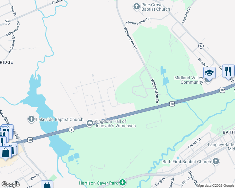map of restaurants, bars, coffee shops, grocery stores, and more near 200 Crytzer Lane in Graniteville
