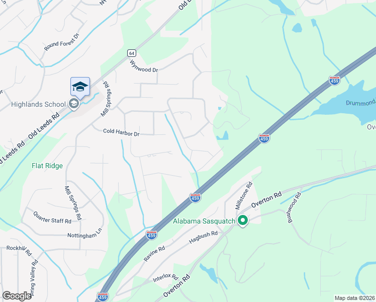 map of restaurants, bars, coffee shops, grocery stores, and more near 3532 Branch Mill Road in Birmingham
