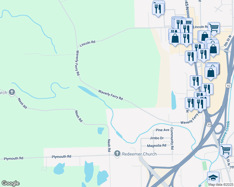 map of restaurants, bars, coffee shops, grocery stores, and more near 784 Waverly Ferry Road in Columbus
